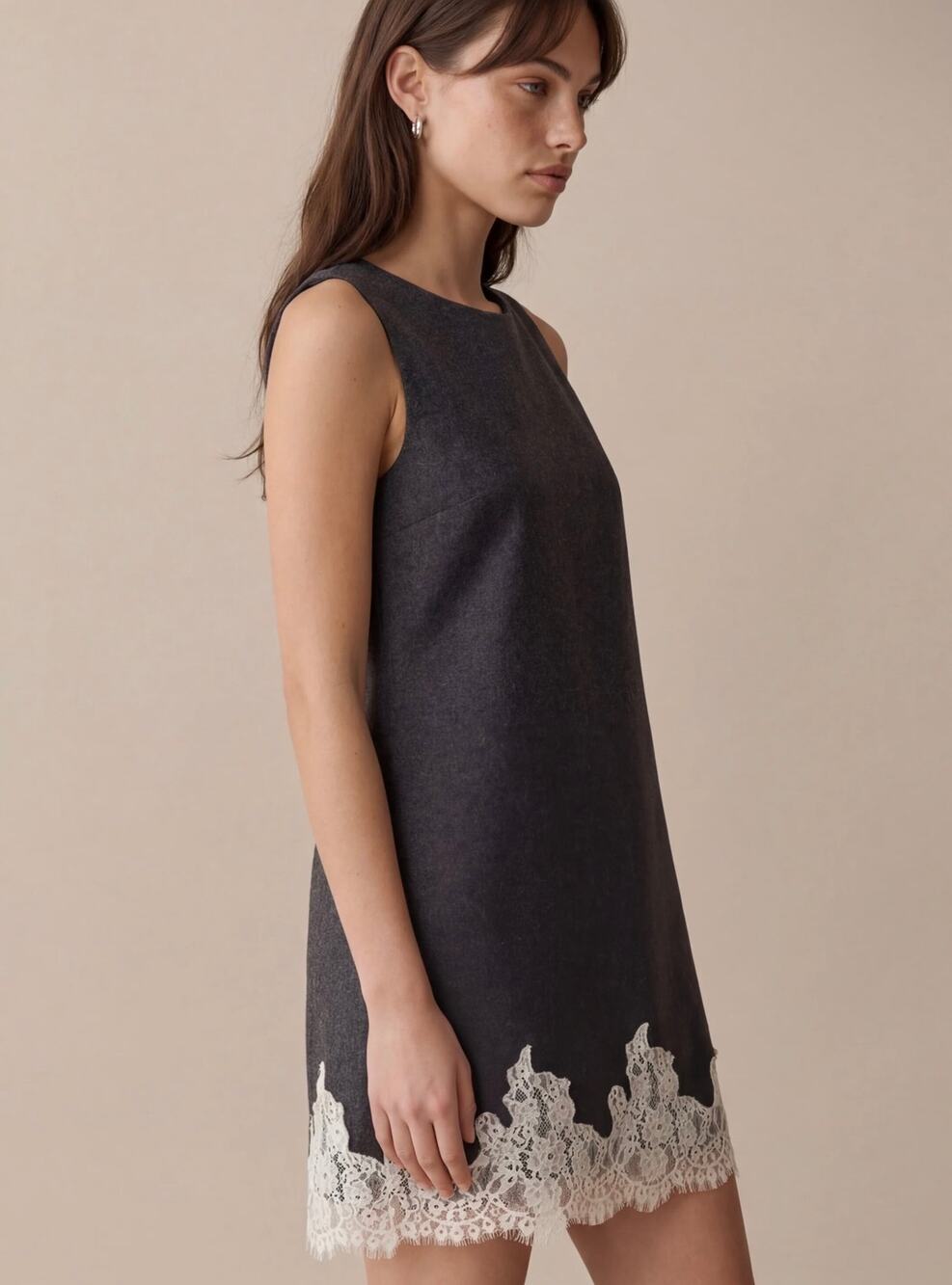New few Moda Kourt Katya wool blend dress gray $222 sz M
